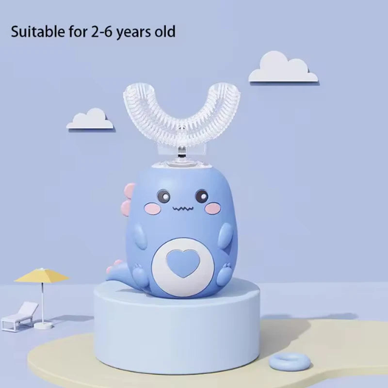 Children U-shaped Electric Toothbrush 360 Degrees Smart Cartoon Kids silicone Toothbrush Automatic Rechargeable Sonic Toothbrush