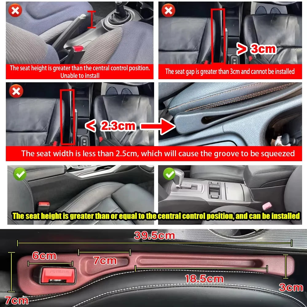 2pcs Car Seat Gap Filler, Dual Slot Design, Car Interior Accessories, Phone & Key Storage Box, Car Slot Pad, Seat Gap Fillers