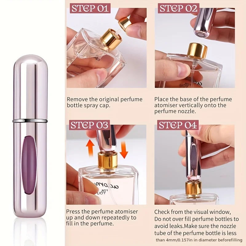 1/4Pcs 5ml Perfume Atomizer Portable Liquid Container for Cosmetics Traveling Mini Aluminum Spray Empty Refillable Bottle