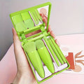 5Pcs Portable Makeup Brushq Set With Mirror -  Foldable Travel Kit ，Mini Makeup Brush Set Travel Makeup Brush Set