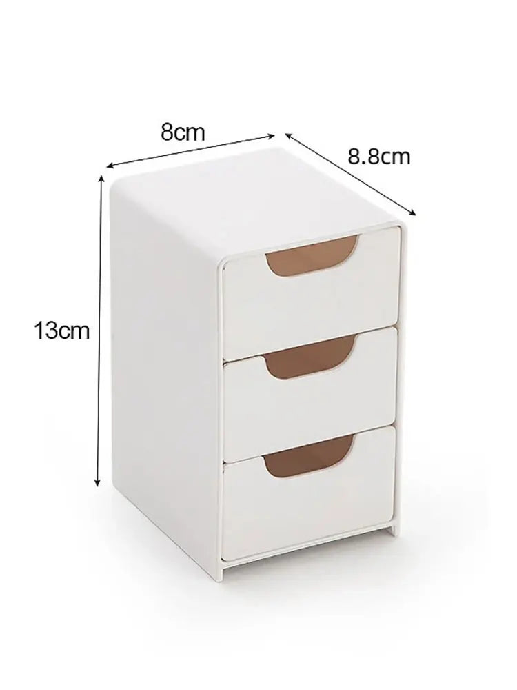 Chic 3-Tier Desk Organizer with Drawers - Ideal for Office Supplies, Jewelry & Cosmetics Storage - Portable Divider Box